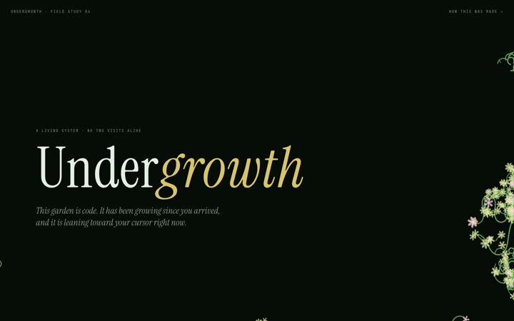 Undergrowth concept site: an interactive reading experience