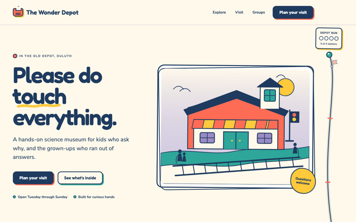The Wonder Depot concept site: a children's science museum in an old train depot