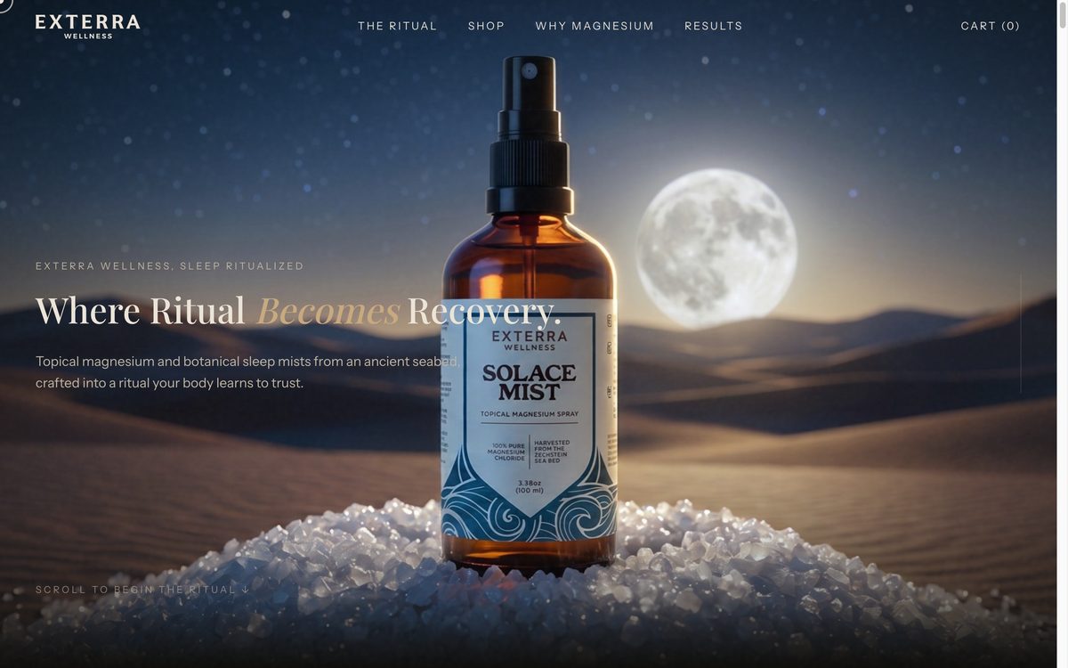 Exterra Wellness homepage